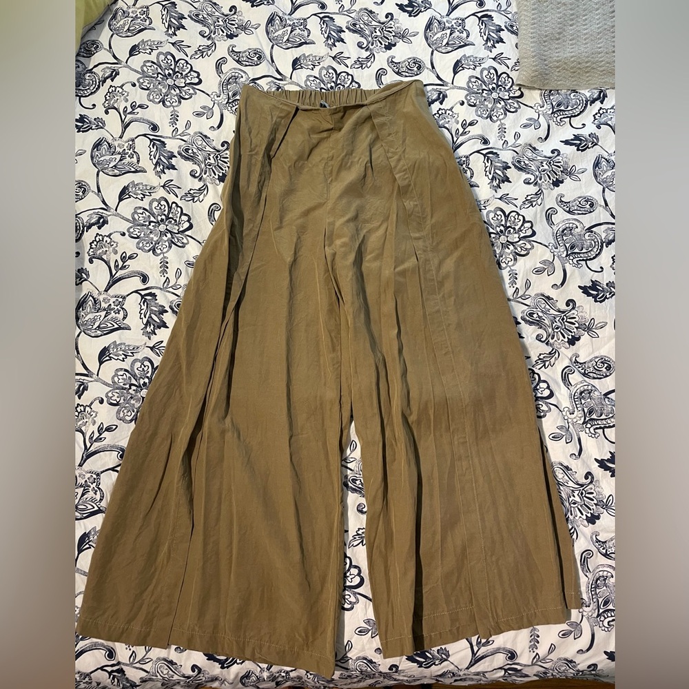 Wide-Leg Tan Pants - Picture 1 of 2